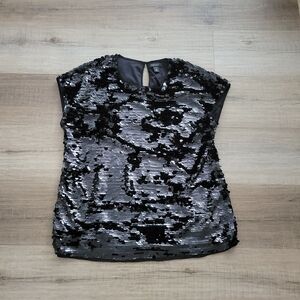 Halogen Black Sequin Blouse